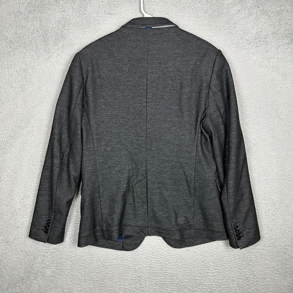 NEW Zara Man Blazer Mens 46 Tailored Charcoal Grey Textured Sport Coat Jacket